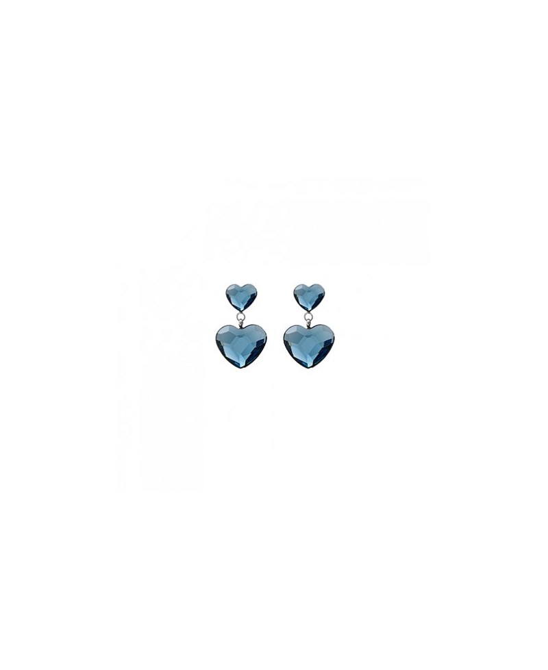Pendiente doble corazón azul swarovski | Joyería Gimeno | Tu joyería de confianza en Valencia