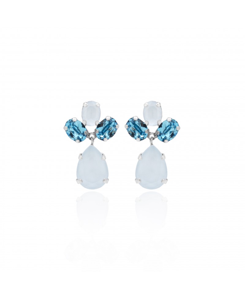 Pendiente mujer 4 swarovski azules | Joyería Gimeno | Tu joyería de confianza en Valencia