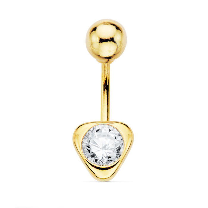18k Piercing Oro Amarillo Ombligo Chaton Circonita Triangulo 7x6 Mm | Joyería Gimeno | Tu joyería de confianza en Valencia
