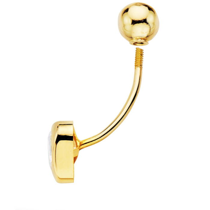 18k Piercing Oro Amarillo Ombligo Chaton Circonita Triangulo 7x6 Mm | Joyería Gimeno | Tu joyería de confianza en Valencia