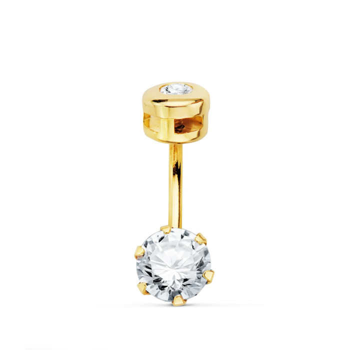 18k Piercing Ombligo Oro Amarillo Circonita Garras 7 Mm Cierre Chaton 5 Mm | Joyería Gimeno | Tu joyería de confianza en Valencia