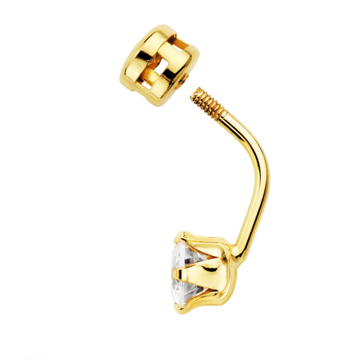18k Piercing Ombligo Oro Amarillo Circonita Garras 7 Mm Cierre Chaton 5 Mm | Joyería Gimeno | Tu joyería de confianza en Valencia