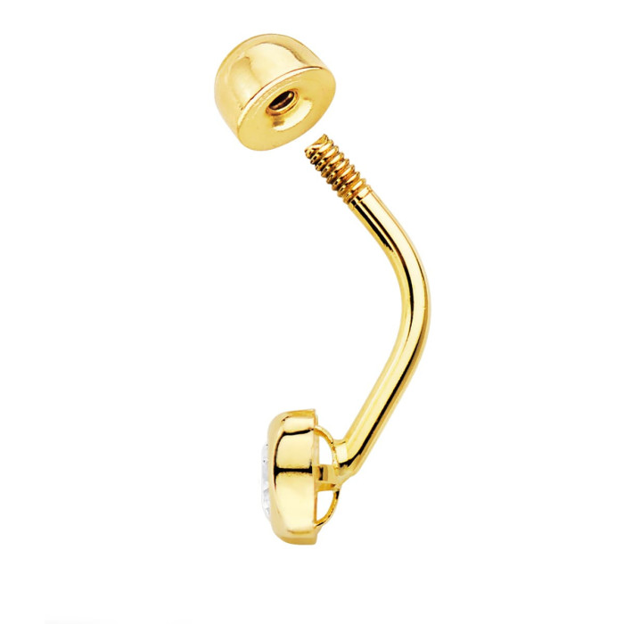 18k Piercing Ombligo Oro Amarillo Chaton Cuadrado 5x5 Mm Cierre 4.5 Mm | Joyería Gimeno | Tu joyería de confianza en Valencia