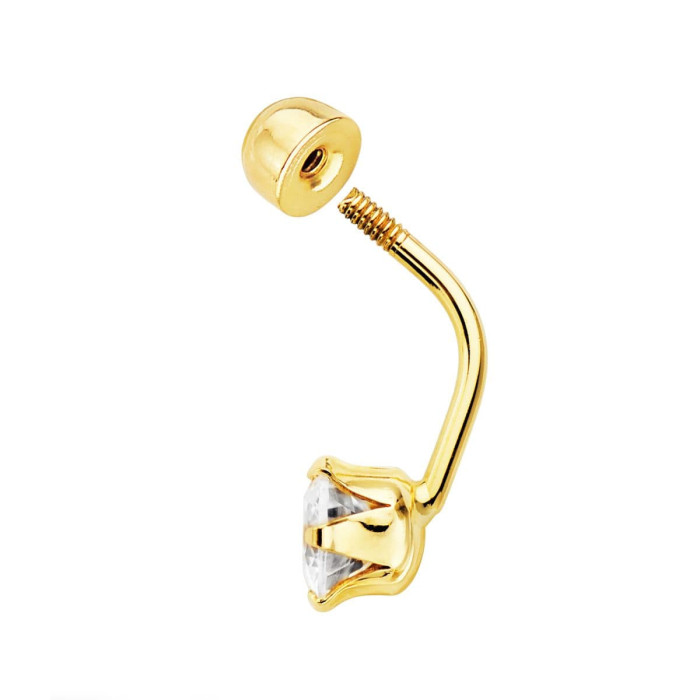 18k Piercing Ombligo Oro Amarillo Circonita Garras 6 Mm | Joyería Gimeno | Tu joyería de confianza en Valencia