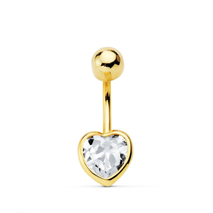 18k Piercing Ombligo Oro Amarillo Chaton Corazon 8x8 Mm | Joyería Gimeno | Tu joyería de confianza en Valencia