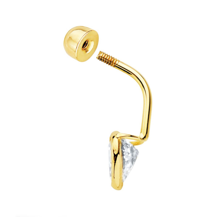 18k Piercing Ombligo Oro Amarillo Chaton Corazon 8x8 Mm | Joyería Gimeno | Tu joyería de confianza en Valencia
