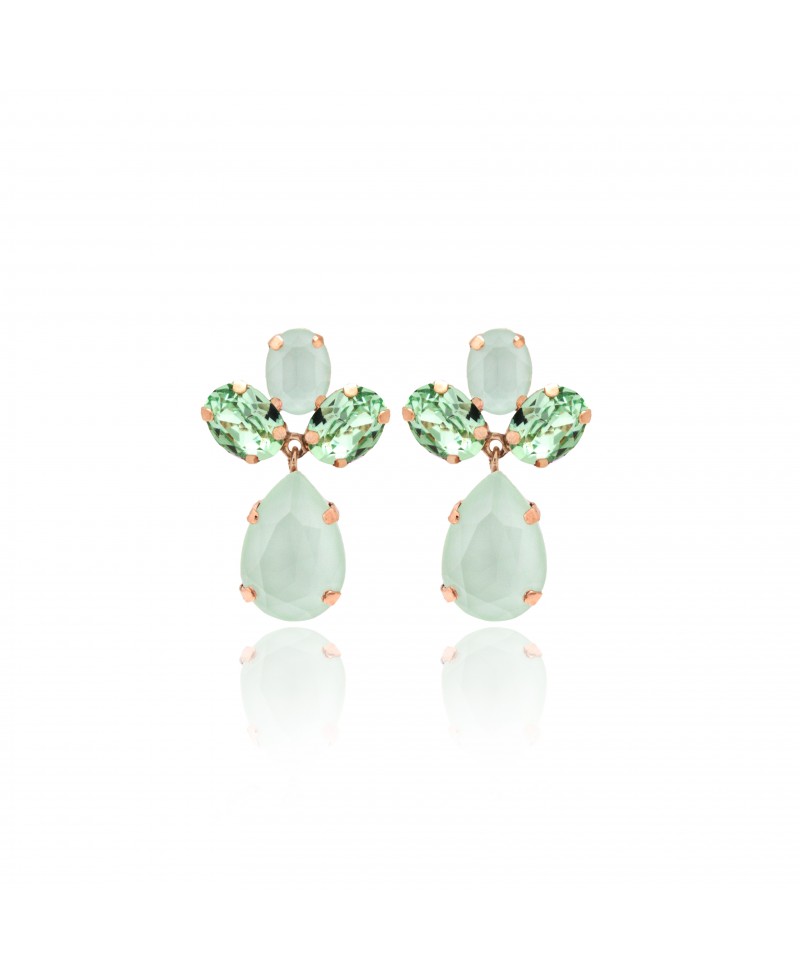 Pendiente mujer 4 swarovski verdes | Joyería Gimeno | Tu joyería de confianza en Valencia