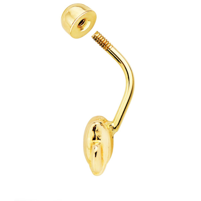 18k Piercing Ombligo Oro Amarillo Flor De Lis 8x8 Mm Cierre Bola 4 Mm | Joyería Gimeno | Tu joyería de confianza en Valencia