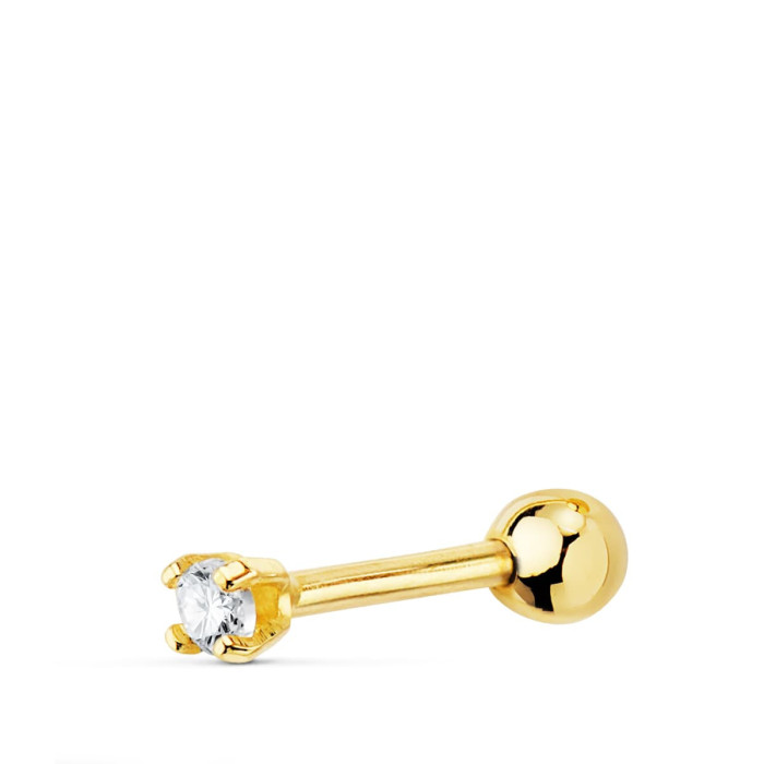 18k Piercing Ceja Oro Amarillo Circonita 3 Mm Y Bola Lisa 3 Mm 15x3 Mm | Joyería Gimeno | Tu joyería de confianza en Valencia