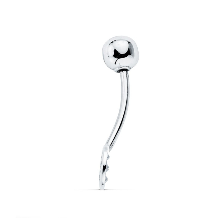 18k Piercing Ombligo Oro Blanco Redondo Circonitas 6 Mm Cierre Bola Lisa 5 Mm | Joyería Gimeno | Tu joyería de confianza en Valencia