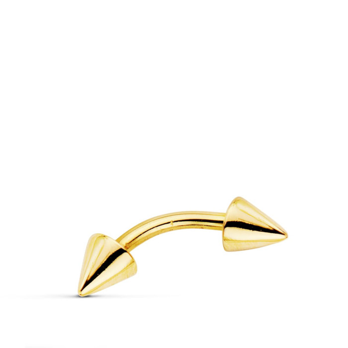 18k Piercing Ceja Oro Amarillo Dos Pinchos. 13x3 Mm | Joyería Gimeno | Tu joyería de confianza en Valencia