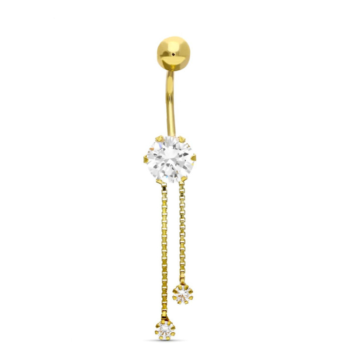 18k Piercing Ombligo Circonita Y Cadenitas. | Joyería Gimeno | Tu joyería de confianza en Valencia