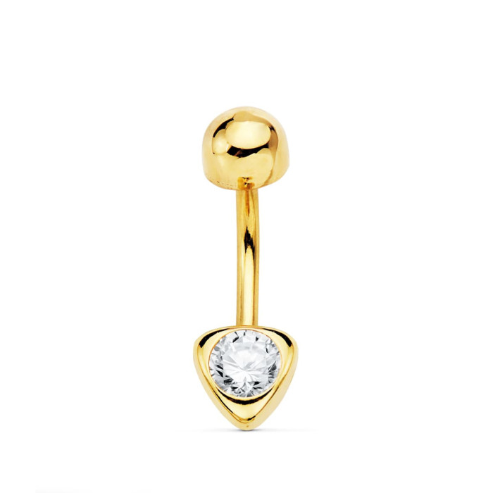 18k Piercing Ombligo Oro Amarillo Chaton Triangulo 5x5 Mm Cierre 4.5 Mm | Joyería Gimeno | Tu joyería de confianza en Valencia