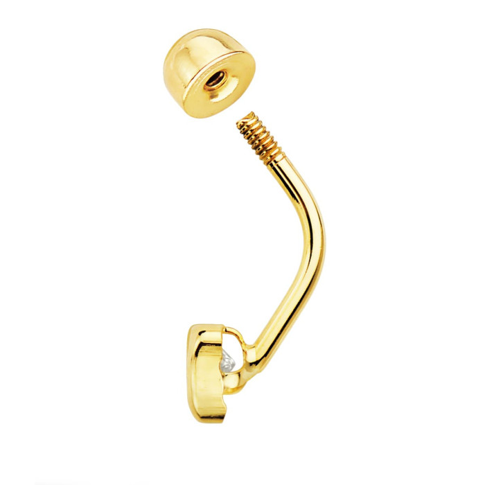 18k Piercing Ombligo Oro Amarillo Chaton Triangulo 5x5 Mm Cierre 4.5 Mm | Joyería Gimeno | Tu joyería de confianza en Valencia