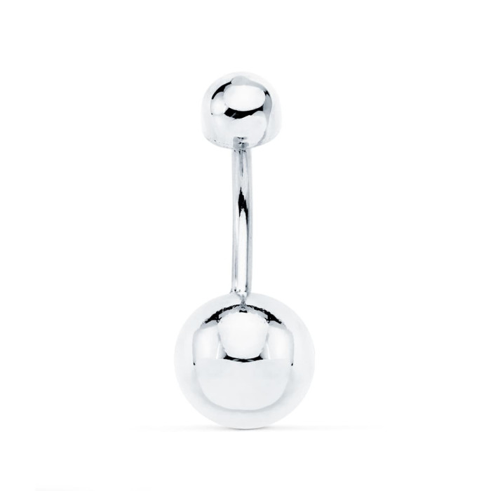 18k Piercing Ombligo Oro Blanco Bola Lisa 8 Mm Cierre 4.5 Mm | Joyería Gimeno | Tu joyería de confianza en Valencia