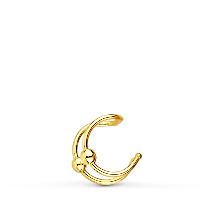 18k Pendientes Ear Cuff Cartilago Oreja Oro Amarillo Bolitas. 8 Mm | Joyería Gimeno | Tu joyería de confianza en Valencia