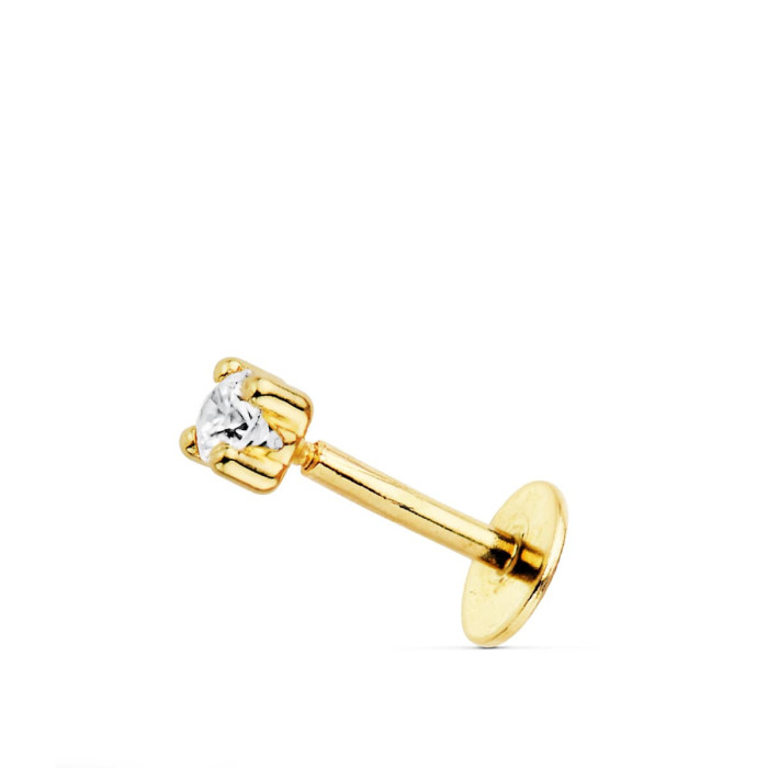 18k Piercing Labio Oro Amarillo Circonita Garras 2.5 Mm | Joyería Gimeno | Tu joyería de confianza en Valencia