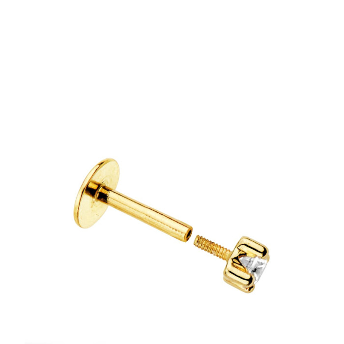18k Piercing Labio Oro Amarillo Circonita Garras 2.5 Mm | Joyería Gimeno | Tu joyería de confianza en Valencia