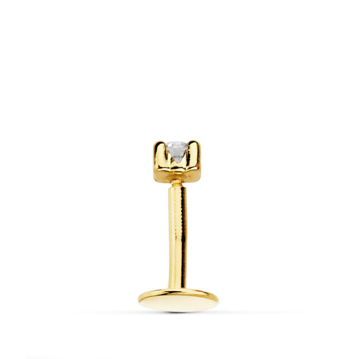 18k Piercing Labio Oro Amarillo Circonita Garras 2.5 Mm | Joyería Gimeno | Tu joyería de confianza en Valencia