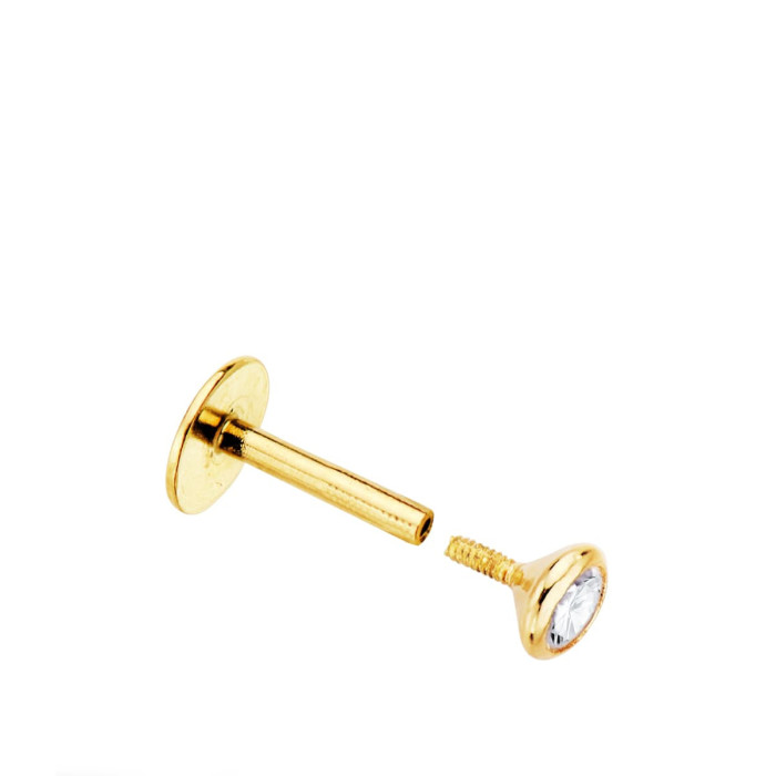 18k Piercing Labio Oro Amarillo Circonita Bocel 3 Mm | Joyería Gimeno | Tu joyería de confianza en Valencia