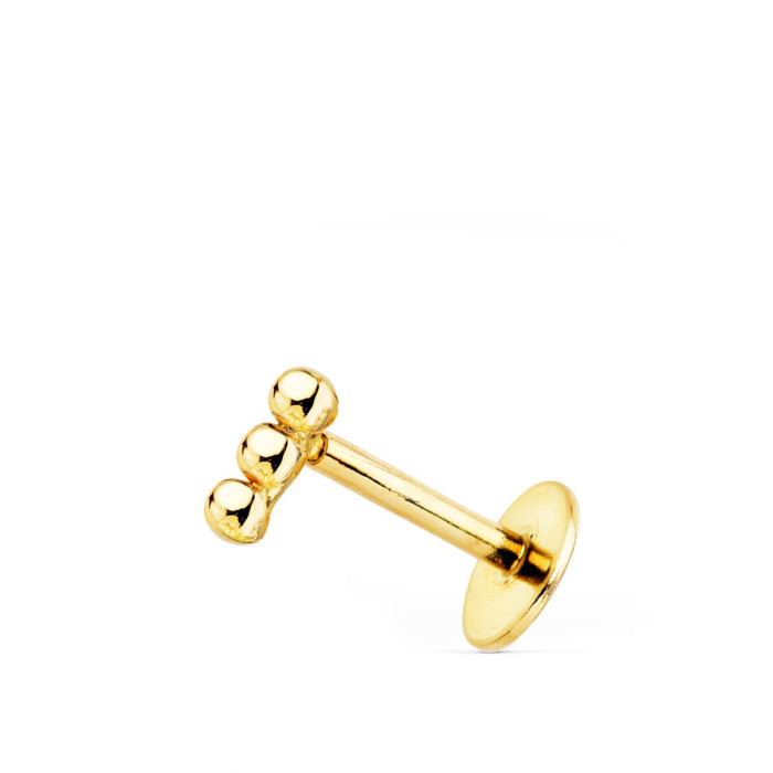 18k Piercing Oreja Oro Amarillo 3 Bolas Lisas 6x2 Mm ( Unidad ) | Joyería Gimeno | Tu joyería de confianza en Valencia