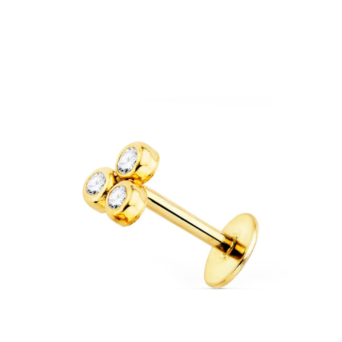 18k Piercing Oreja Oro Amarillo Triangulo Con Circonitas 5x3.5 Mm ( Unidad ) | Joyería Gimeno | Tu joyería de confianza en Valencia