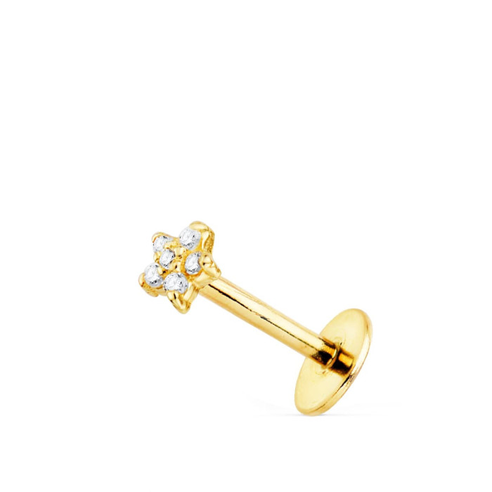 18k Piercing Oreja Estrella Con Circonitas 3.5x3.5 Mm ( Unidad ) | Joyería Gimeno | Tu joyería de confianza en Valencia