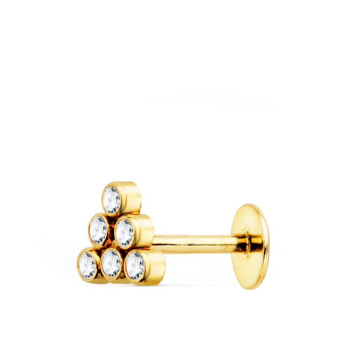 18k Piercing Oreja Oro Amarillo Triangulo Circonitas 5.5x5 Mm ( Unidad ) | Joyería Gimeno | Tu joyería de confianza en Valencia