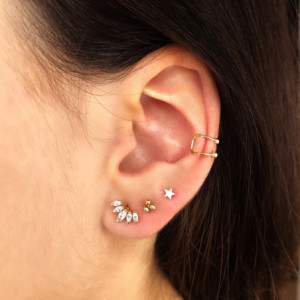 18k Piercing Oreja Oro...