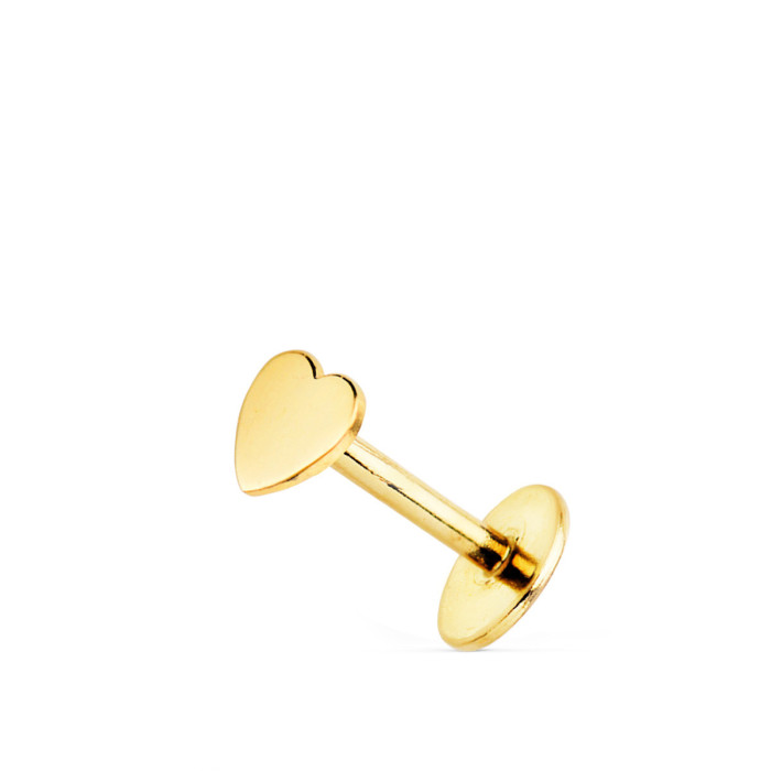 18k Piercing De Oreja Oro Amarillo Con Corazon 5 X 3 Mm. Cierre Rosca | Joyería Gimeno | Tu joyería de confianza en Valencia
