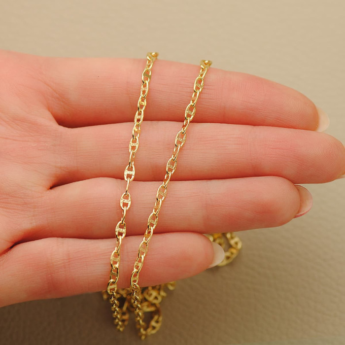 18k Cadena Oro Amarillo Ancla Hueca Largo 50 Cm Ancho 2.5 Mm | Joyería Gimeno | Tu joyería de confianza en Valencia