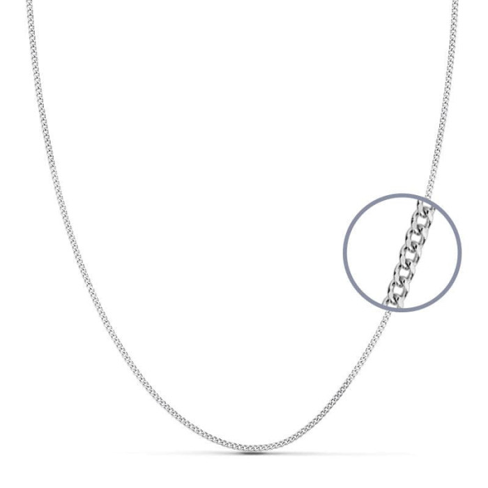 18k Cadena Maciza Oro Blanco Barbada 1 Mm 45 Cm | Joyería Gimeno | Tu joyería de confianza en Valencia