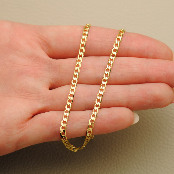 18k Cadena Oro Amarillo Barbada Maciza Largo 60 Cm Ancho 3 Mm | Joyería Gimeno | Tu joyería de confianza en Valencia