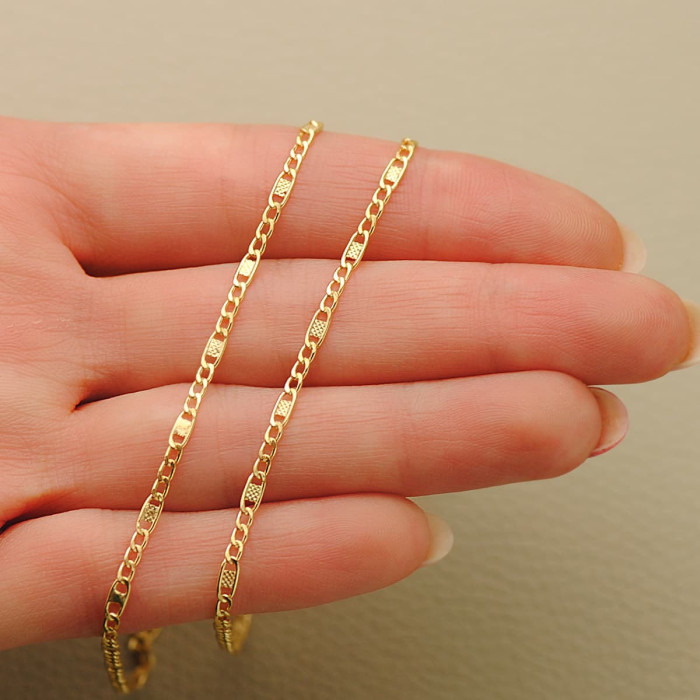 18k Cadena Oro Amarillo Combinada Hueca 3x1. Largo 50 Cm Ancho 2 Mm | Joyería Gimeno | Tu joyería de confianza en Valencia