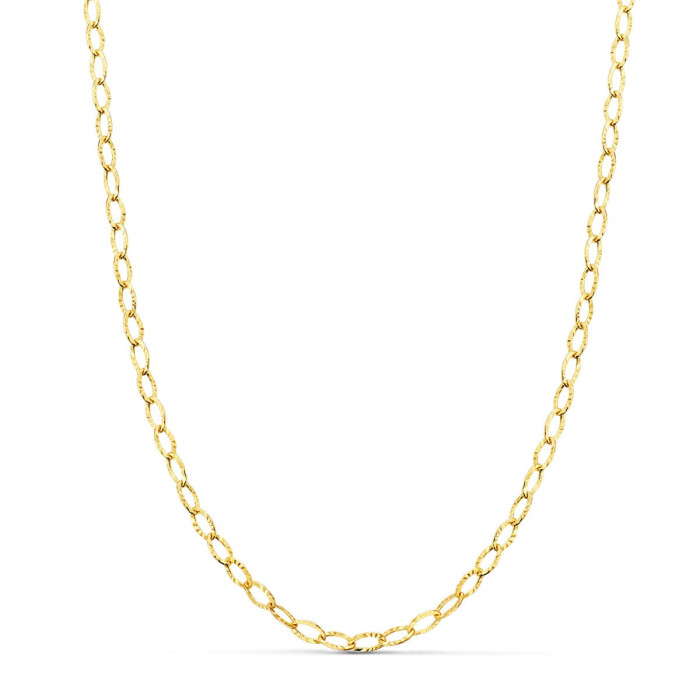 18k Cadena Oro Amarillo Forzada Tallada Hueca Largo 45 Cm Ancho 2.5 Mm | Joyería Gimeno | Tu joyería de confianza en Valencia