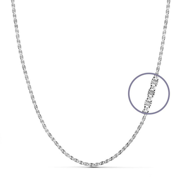 18k Cadena Maciza Diamantada Oro Blanco 45cm 2 Mm | Joyería Gimeno | Tu joyería de confianza en Valencia