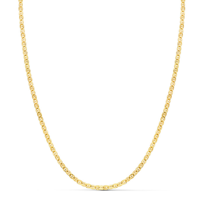 18k Cadena Oro Amarillo Forzada Hueca Eslabon Tallado Largo 40 Cm Ancho 2 Mm | Joyería Gimeno | Tu joyería de confianza en Valencia