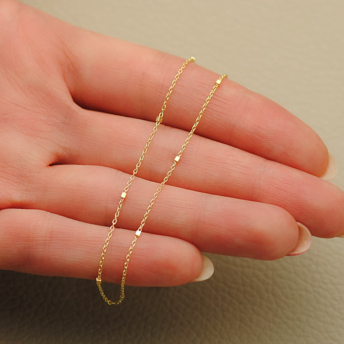 18k Cadena Maciza Combinada Forzada Y Cubos. Largo 45 Cm Ancho 1 Mm | Joyería Gimeno | Tu joyería de confianza en Valencia