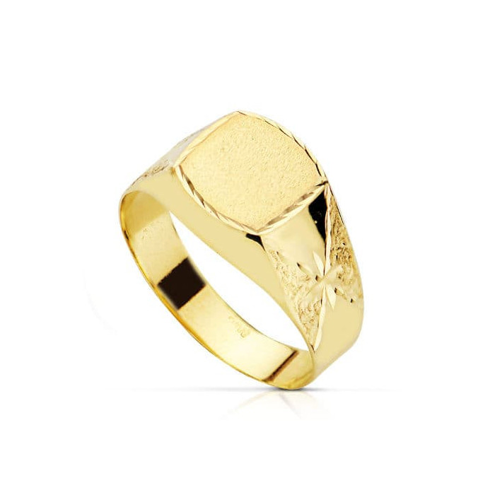 18k Sortija Sello Oro Amarillo Tallado Estrella Hueco | Joyería Gimeno | Tu joyería de confianza en Valencia