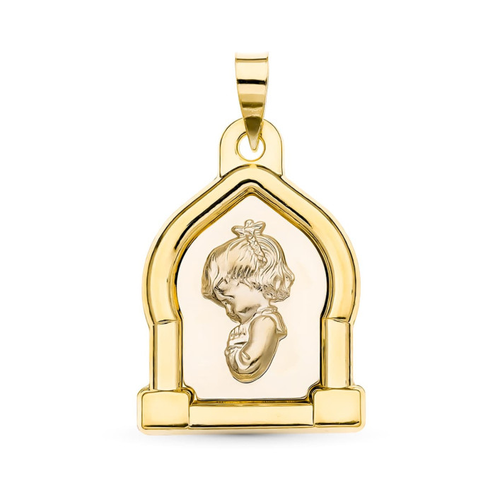 18k Medalla Oro Amarillo Virgen NiÑa 23x19 Mm | Joyería Gimeno | Tu joyería de confianza en Valencia
