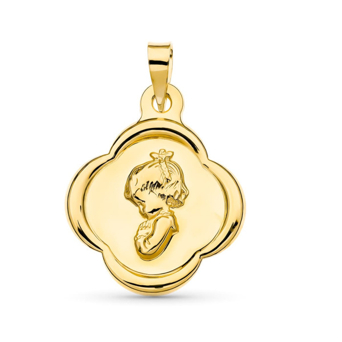 18k Medalla Oro Amarillo Virgen NiÑa 23x19 Mm | Joyería Gimeno | Tu joyería de confianza en Valencia