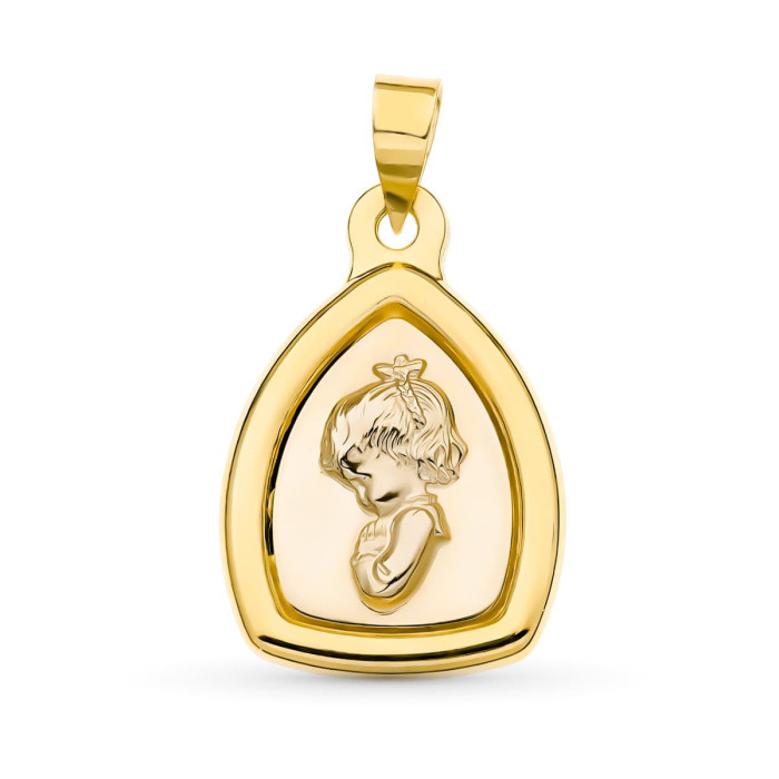 18k Medalla Oro Bicolor Virgen NiÑa 24x16 Mm | Joyería Gimeno | Tu joyería de confianza en Valencia