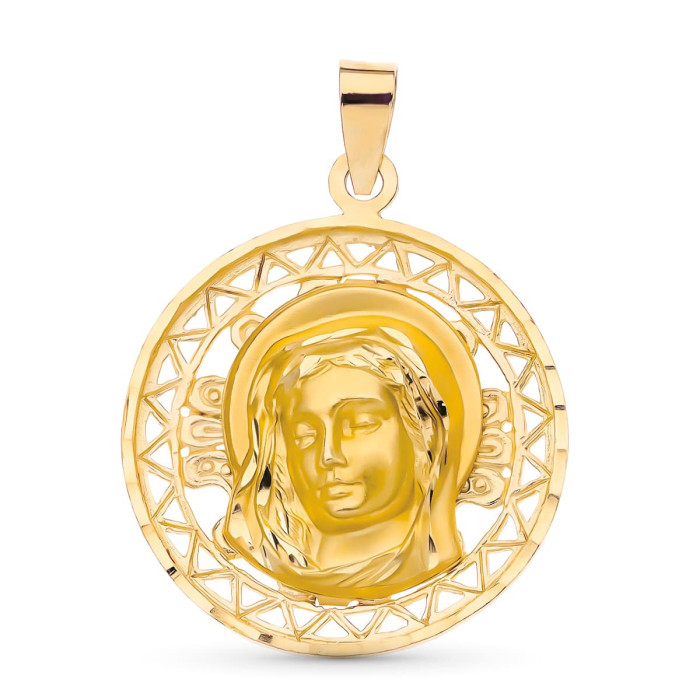 18k Medalla Oro Amarillo Virgen NiÑa Calada 22 Mm | Joyería Gimeno | Tu joyería de confianza en Valencia