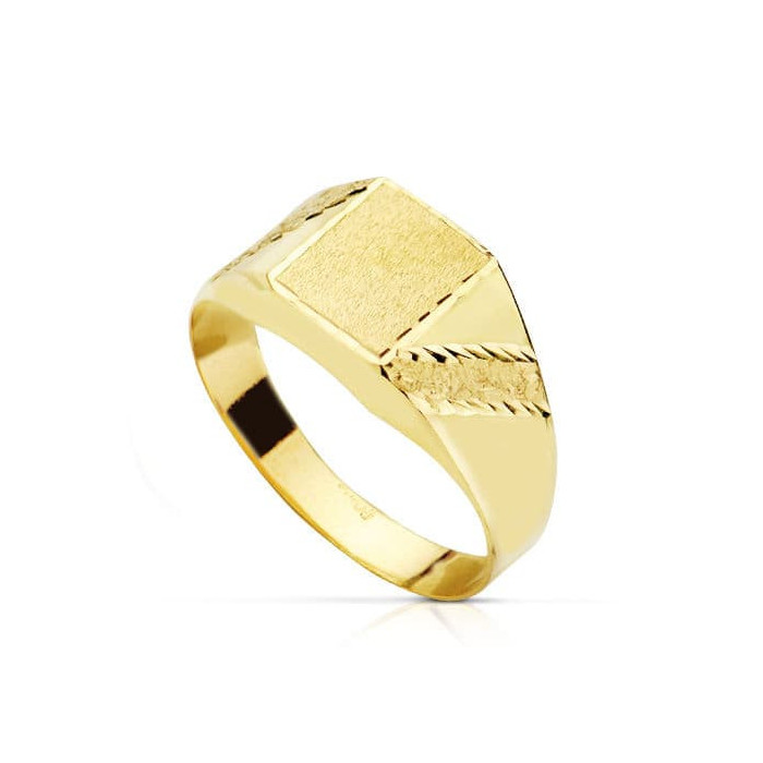 18k Sortija Sello Tallado Banda Hueco | Joyería Gimeno | Tu joyería de confianza en Valencia