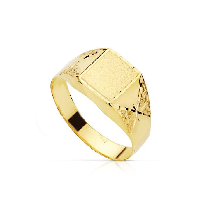 18k Sello Oro Amarillo Tallado Hojas Hueco | Joyería Gimeno | Tu joyería de confianza en Valencia