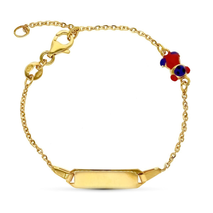 18k Pulsera Esclava Oro Amarillo Oso Esmalte 16 Cm | Joyería Gimeno | Tu joyería de confianza en Valencia