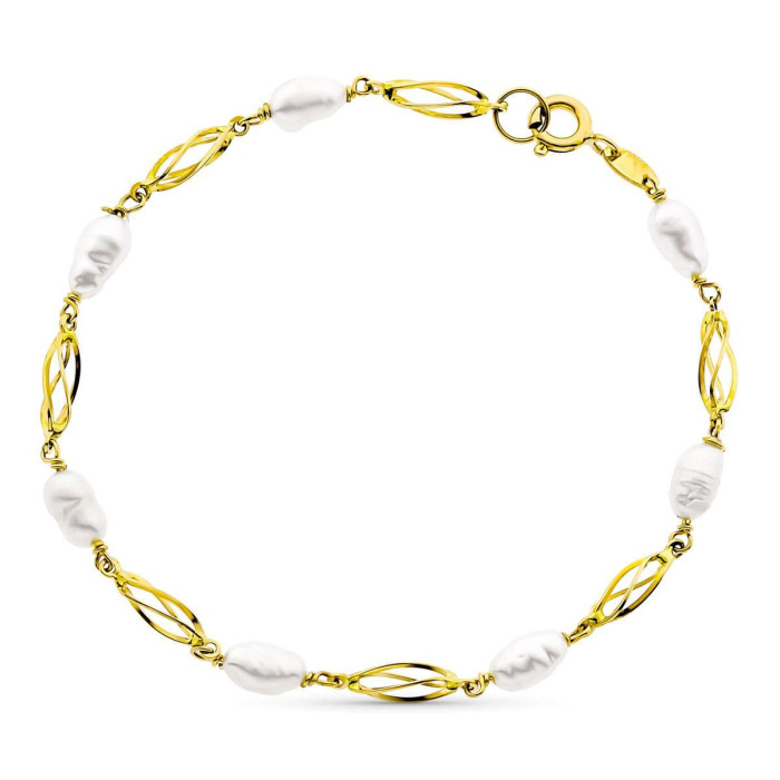18k Pulsera Oro Amarillo 19cm Perla Cultivada 5 Mm | Joyería Gimeno | Tu joyería de confianza en Valencia