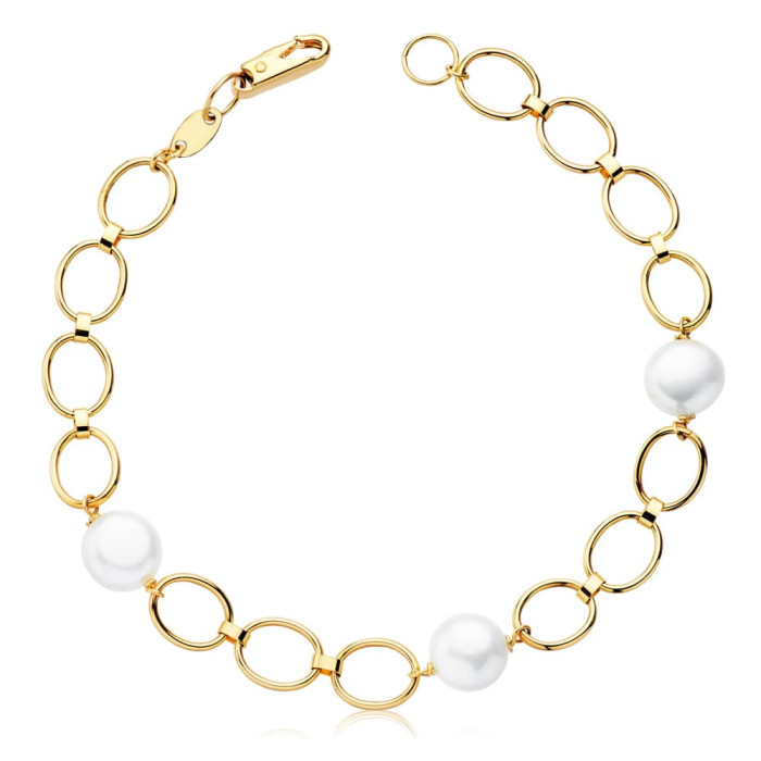 18k Pulsera Oro Comunion Perla Cultivada Oval 18cm | Joyería Gimeno | Tu joyería de confianza en Valencia