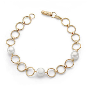18k Pulsera Comunion Perla...