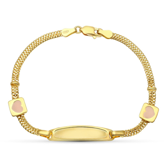 18k Esclava Oro Amarillo Esmalte Corazones 17.5 Cm | Joyería Gimeno | Tu joyería de confianza en Valencia